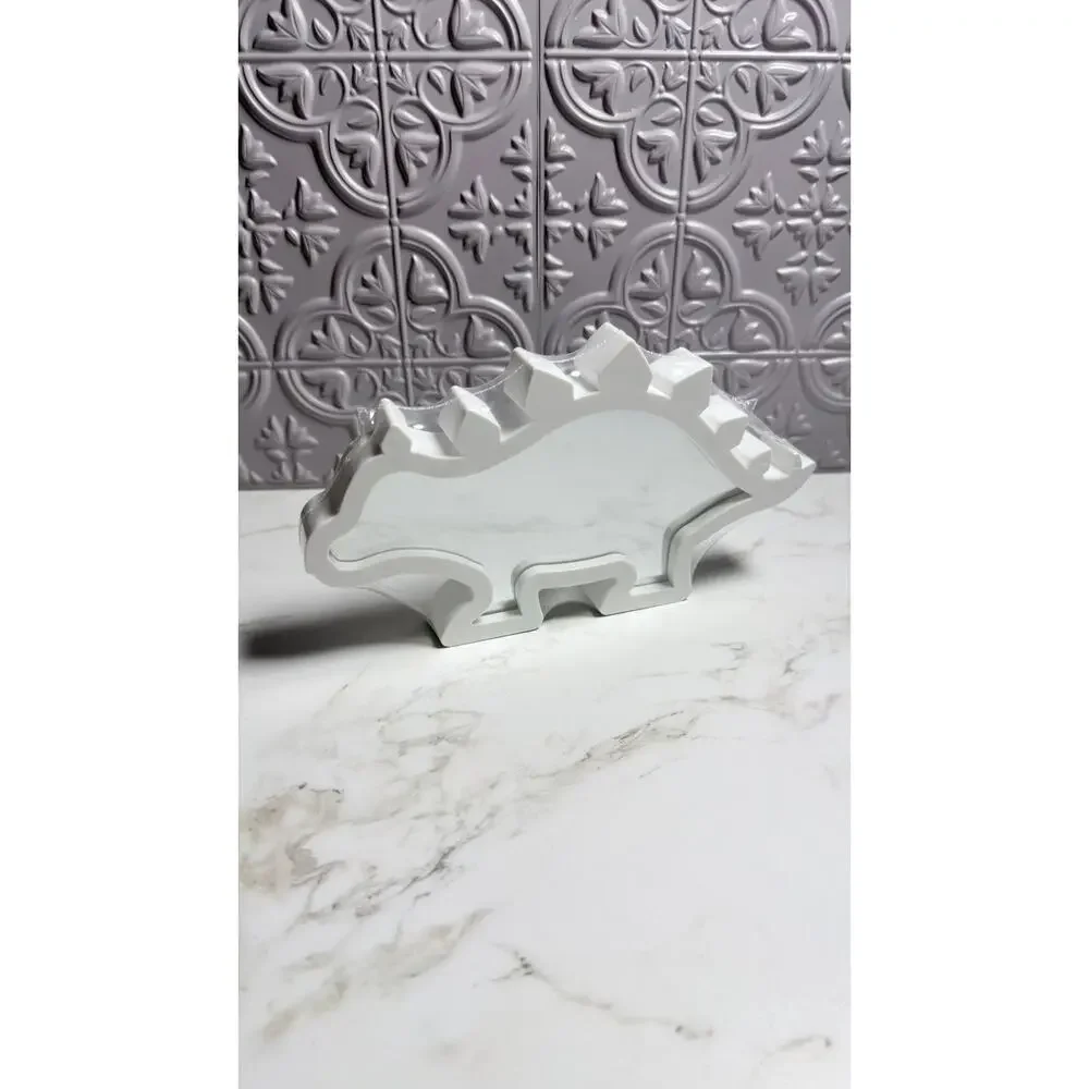 Dinosaur Shaped Wall Tabletop Mirrors White Set of 2 - T-Rex Stegosaurus NEW